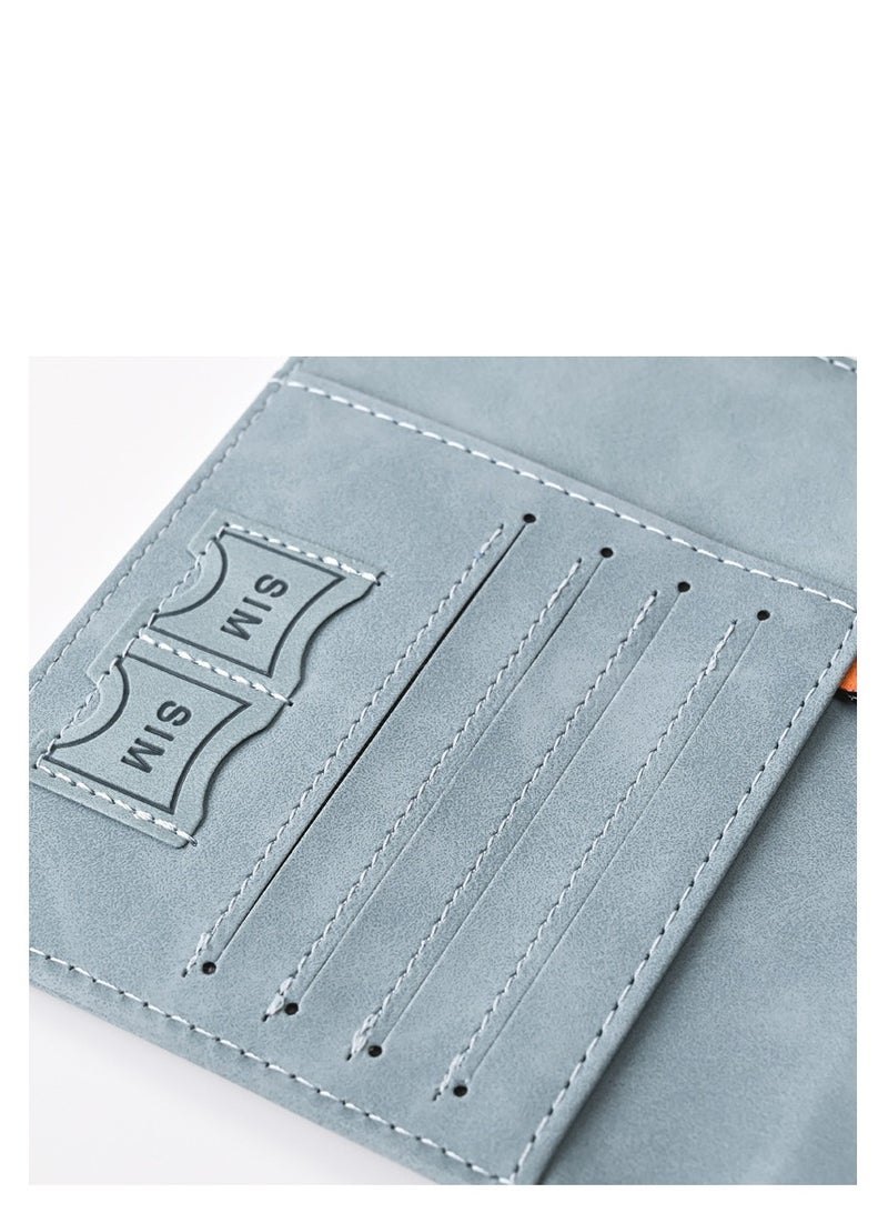 1 piece passport holder wallet protector pu leather magnetic buckle passport bag pfid anti magnetic multi card passport book multi function passport bag suitable for men and women travel accessories blue - Image 3